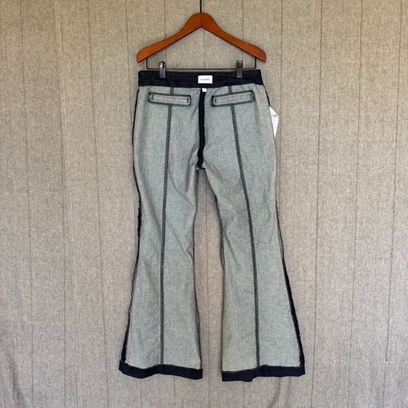 FRAME Pleated High-Rise Bell Bottom Flared Dark Blue Denim Jeans Size 32 - Picture 12 of 15